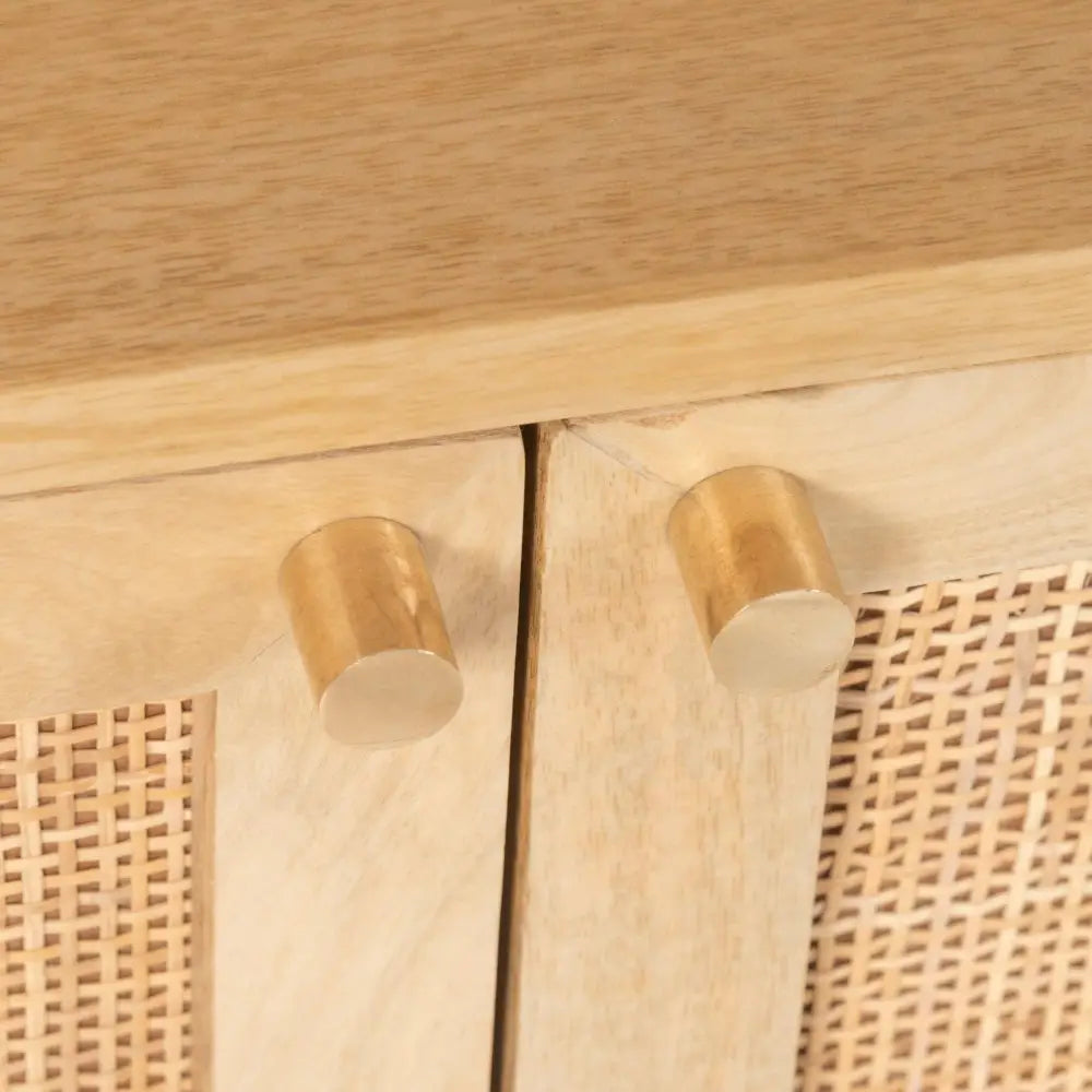 Martina ETU Entertainment TV Unit 175cm Solid Mango Wood Rattan Furniture - Furniture > Living Room