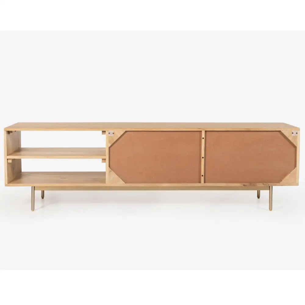 Martina ETU Entertainment TV Unit 175cm Solid Mango Wood Rattan Furniture - Furniture > Living Room