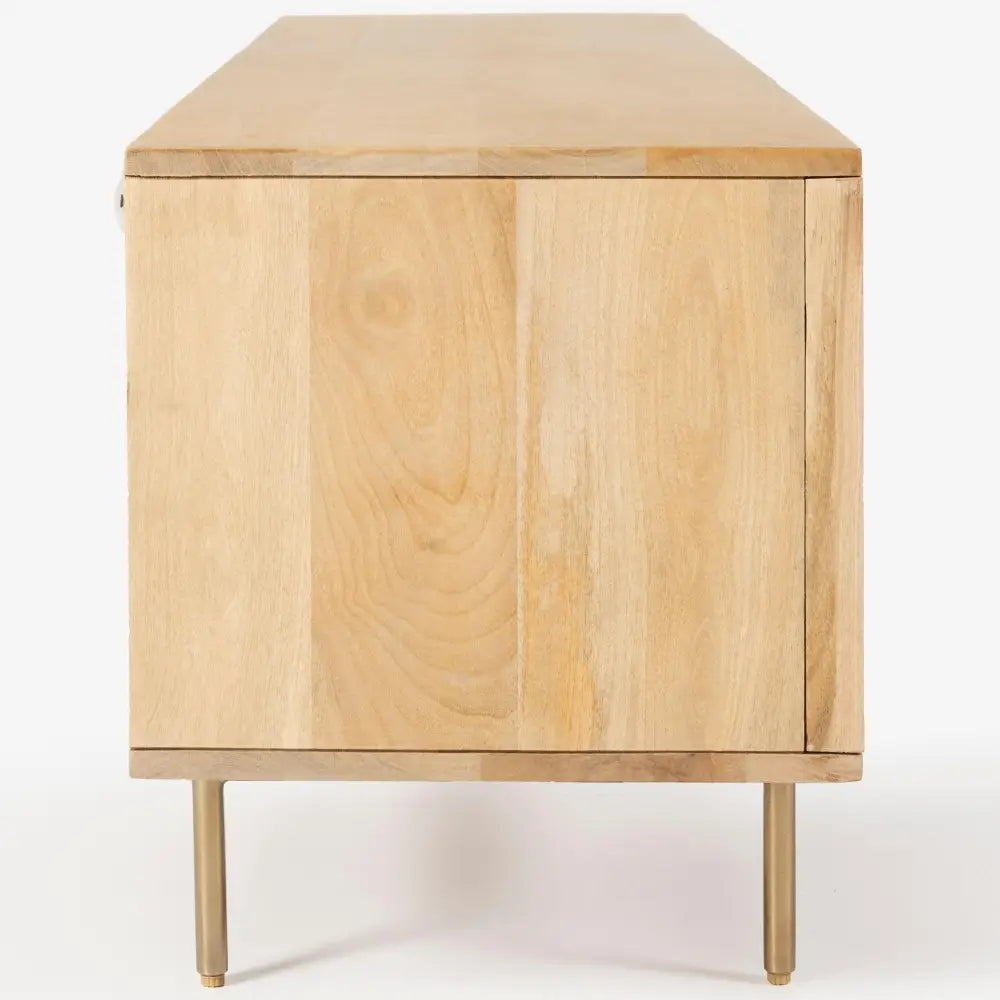 Martina ETU Entertainment TV Unit 175cm Solid Mango Wood Rattan Furniture - Furniture > Living Room