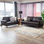 Matilda 2 + 3 Seater Sofa Leather Upholstered Lounge Set - Chocolate - Furniture > Sofas