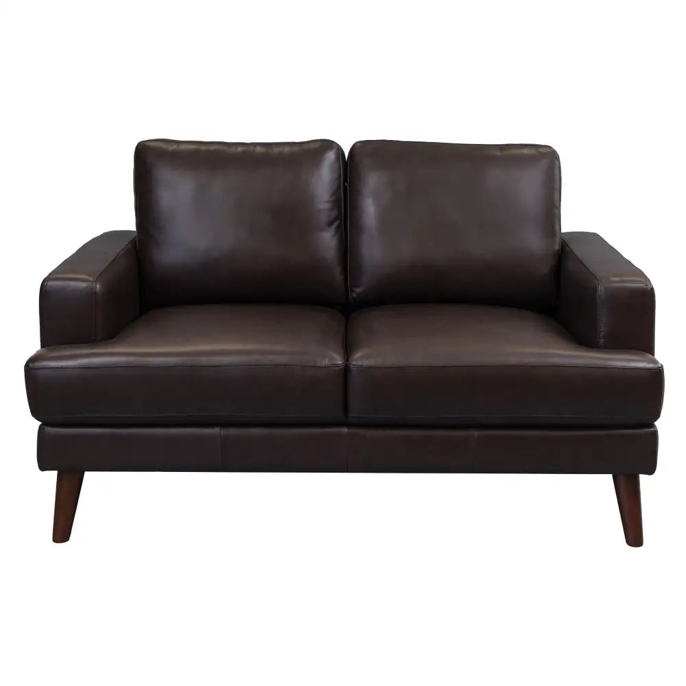Matilda 2 + 3 Seater Sofa Leather Upholstered Lounge Set - Chocolate - Furniture > Sofas