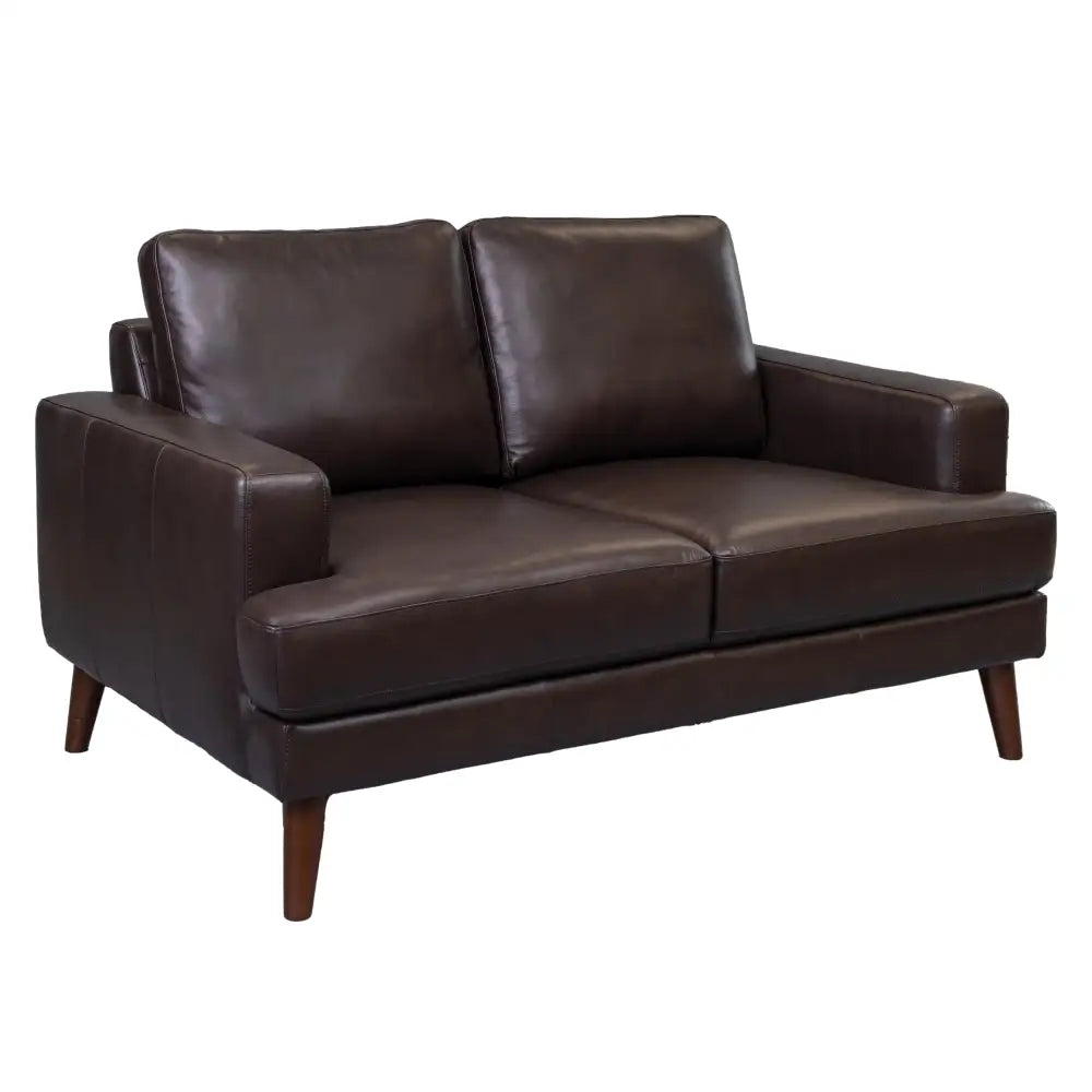 Matilda 2 + 3 Seater Sofa Leather Upholstered Lounge Set - Chocolate - Furniture > Sofas