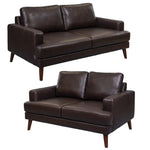 Matilda 2 + 3 Seater Sofa Leather Upholstered Lounge Set - Chocolate - Furniture > Sofas