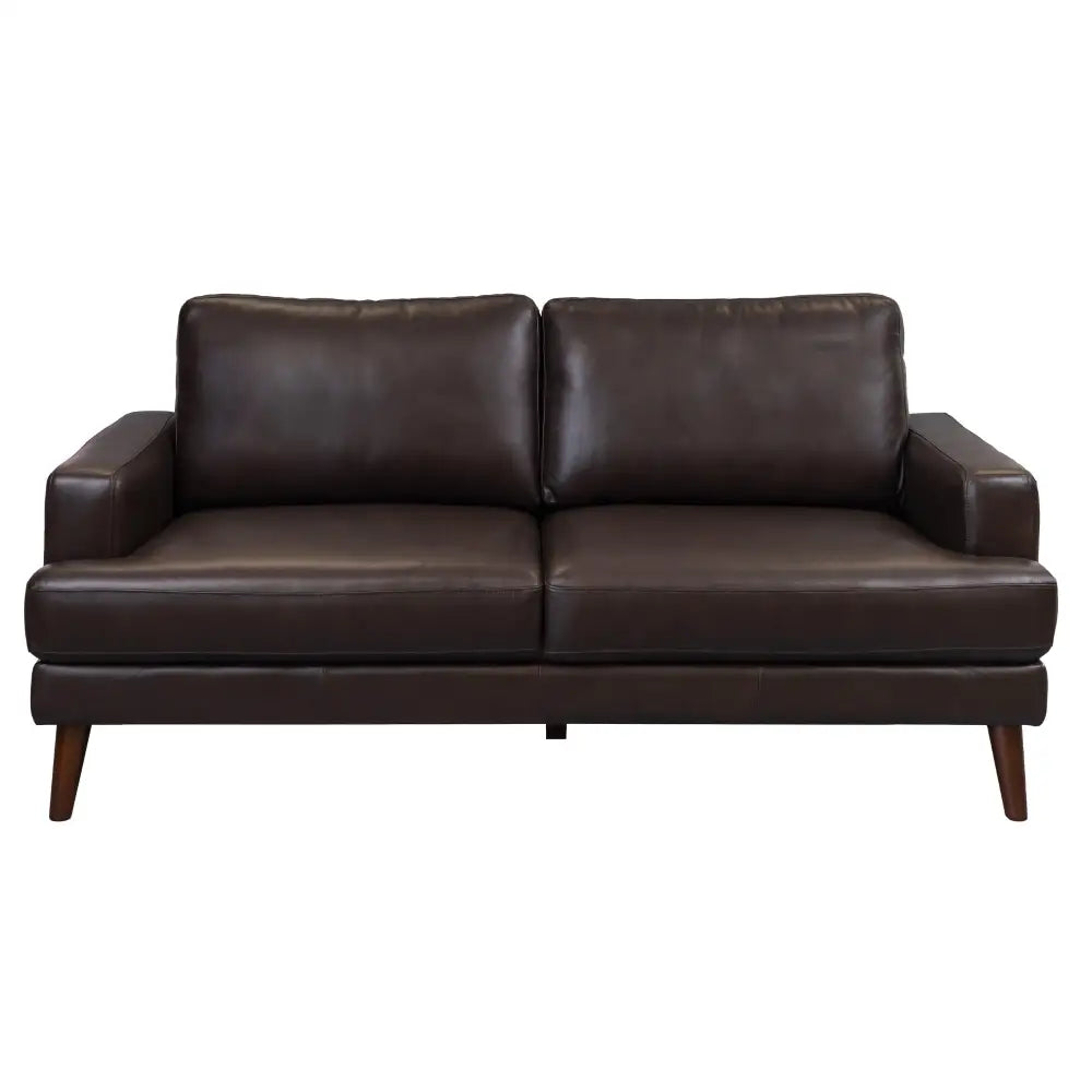 Matilda 2 + 3 Seater Sofa Leather Upholstered Lounge Set - Chocolate - Furniture > Sofas