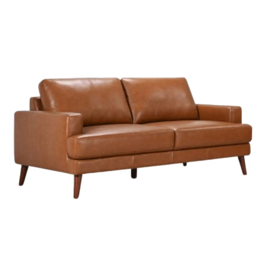 Matilda 2 + 3 Seater Sofa Leather Upholstered Lounge Set - Tan - Furniture > Sofas