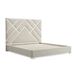 Matrix Bed Frame Fabric Padded Upholstery High Quality Slats Polished Stainless Steel Feet - Furniture > Bedroom