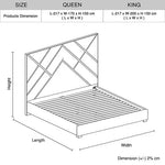 Matrix Bed Frame Fabric Padded Upholstery High Quality Slats Polished Stainless Steel Feet - Furniture > Bedroom