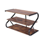 Matte Black Frame Rustic Wood 3-Tier Medium Shoe Rack Shelf Stand Storage Organizer - Furniture > Living Room