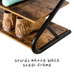 Matte Black Frame Rustic Wood 3-Tier Medium Shoe Rack Shelf Stand Storage Organizer - Furniture > Living Room