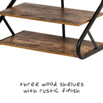 Matte Black Frame Rustic Wood 3-Tier Medium Shoe Rack Shelf Stand Storage Organizer - Furniture > Living Room