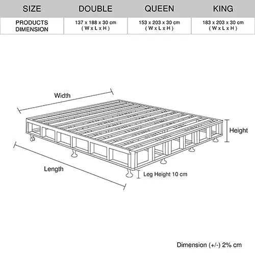 Mattress Base Ensemble Queen Size Solid Wooden Slat in Beige with Removable Cover - Furniture > Mattresses