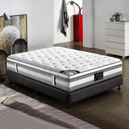 Mattress Euro Top Single Size Pocket Spring Coil with Knitted Fabric Medium Firm 34cm Thick - Furniture > Mattresses