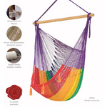 Mayan Legacy Extra Large Outdoor Cotton Mexican Hammock Chair in Rainbow Colour - Home & Garden > Hammocks