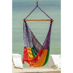 Mayan Legacy Extra Large Outdoor Cotton Mexican Hammock Chair in Rainbow Colour - Home & Garden > Hammocks