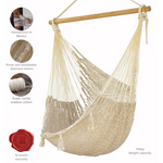 Mayan Legacy Extra Large Outdoor Cotton Mexican Hammock Chair in Cream Colour - Home & Garden > Hammocks