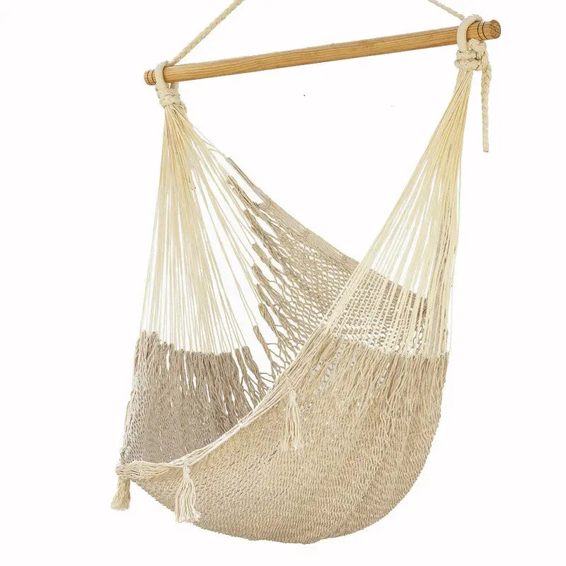Mayan Legacy Extra Large Outdoor Cotton Mexican Hammock Chair in Cream Colour - Home & Garden > Hammocks