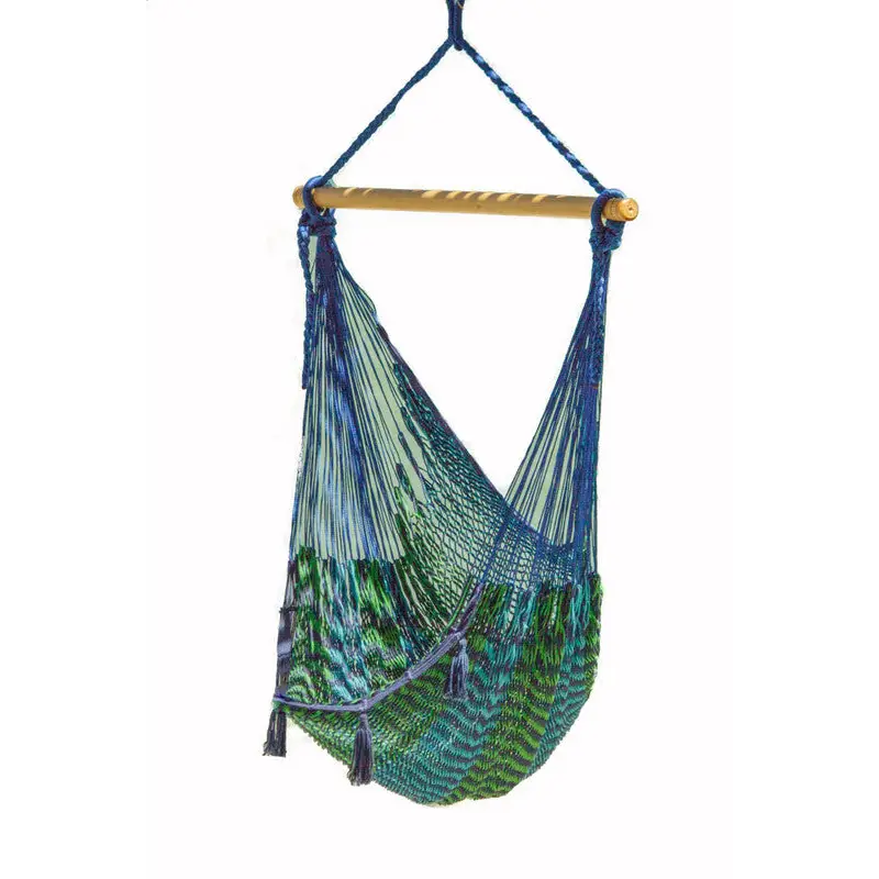 Mayan Legacy Extra Large Outdoor Cotton Mexican Hammock Chair in Caribe Colour - Home & Garden > Hammocks