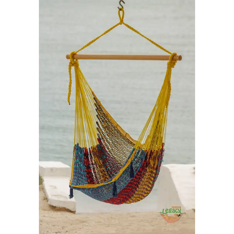 Mayan Legacy Extra Large Outdoor Cotton Mexican Hammock Chair in Confeti Colour - Home & Garden > Hammocks