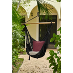Mayan Legacy Extra Large Outdoor Cotton Mexican Hammock Chair in Black Colour - Home & Garden > Hammocks