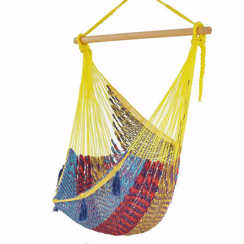 Mayan Legacy Extra Large Outdoor Cotton Mexican Hammock Chair in Confeti Colour - Home & Garden > Hammocks