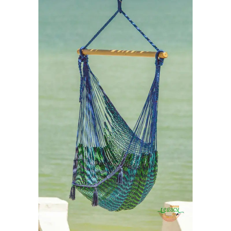 Mayan Legacy Extra Large Outdoor Cotton Mexican Hammock Chair in Caribe Colour - Home & Garden > Hammocks