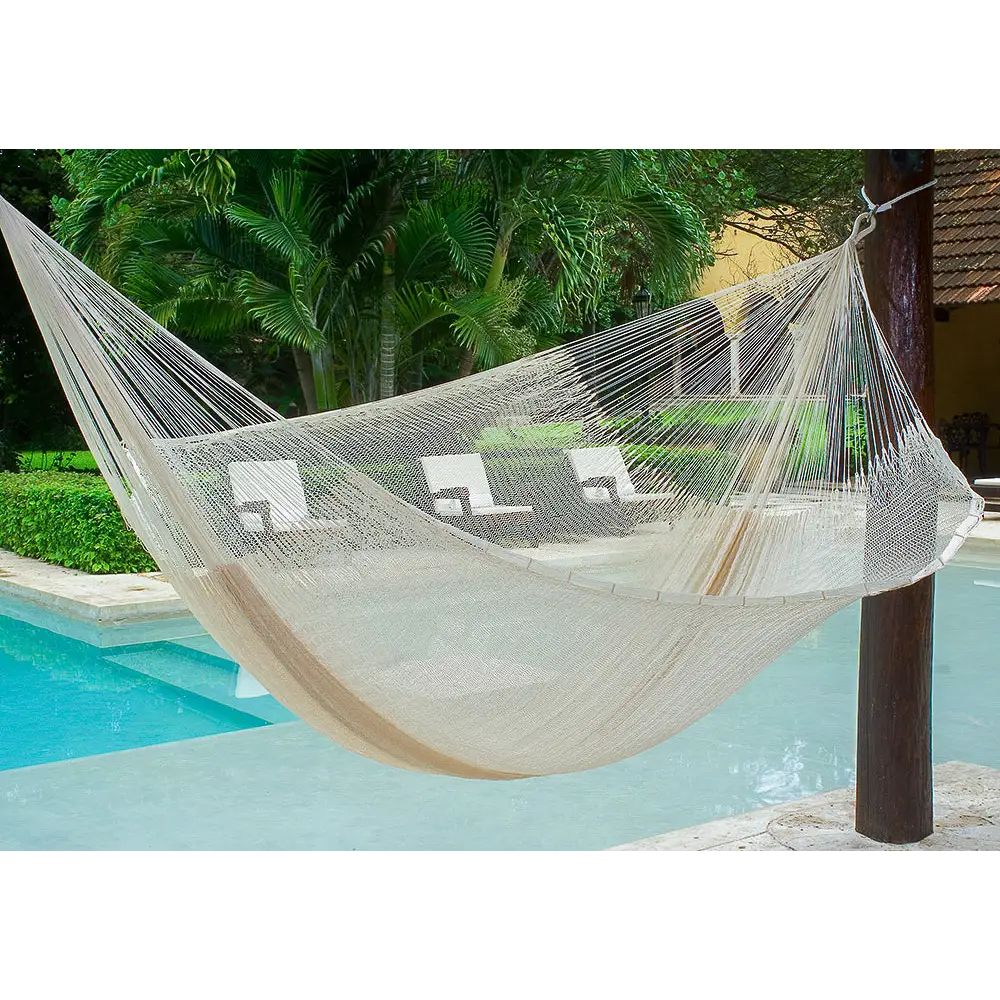 Mayan Legacy Jumbo Size Super Nylon Mexican Hammock in Cream Colour - Home & Garden > Hammocks