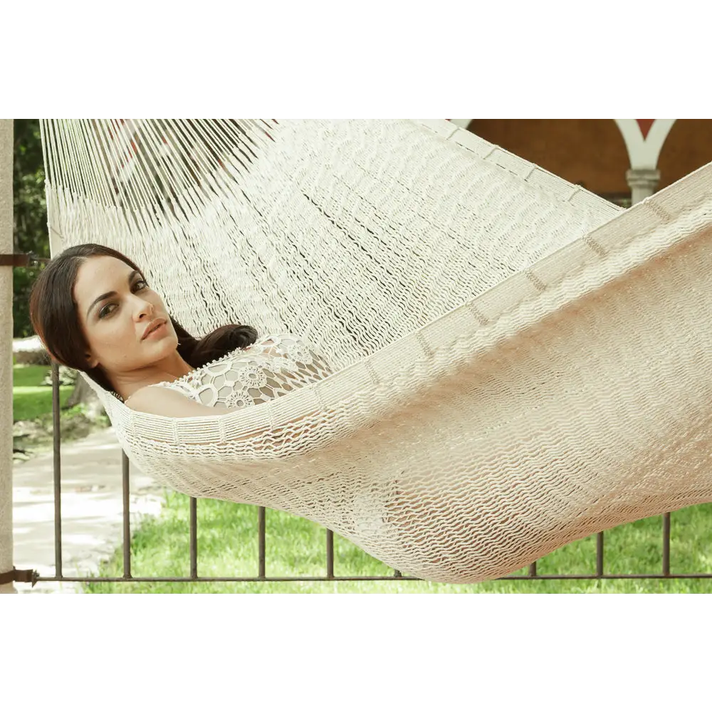 Mayan Legacy Queen Size Outdoor Cotton Mexican Hammock in Marble Colour - Home & Garden > Hammocks