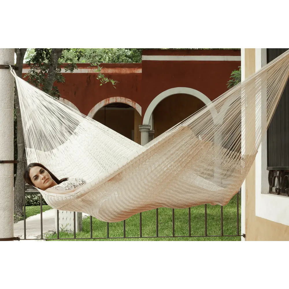 Mayan Legacy Queen Size Outdoor Cotton Mexican Hammock in Marble Colour - Home & Garden > Hammocks