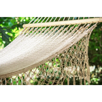 Mayan Legacy Queen Size Outdoor Cotton Mexican Resort Hammock With Fringe in Cream Colour - Home & Garden > Hammocks