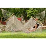 Mayan Legacy Queen Size Outdoor Cotton Mexican Resort Hammock With Fringe in Cream Colour - Home & Garden > Hammocks