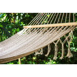 Mayan Legacy Queen Size Outdoor Cotton Mexican Resort Hammock With Fringe in Cream Colour - Home & Garden > Hammocks