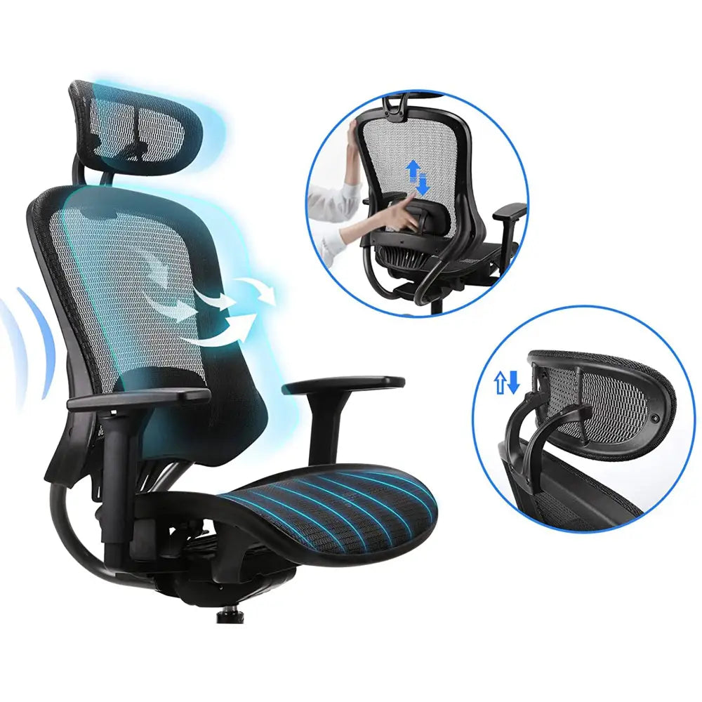 Mech Ergonomic Mesh Executive Chair with 2D Armrest - Furniture > Office