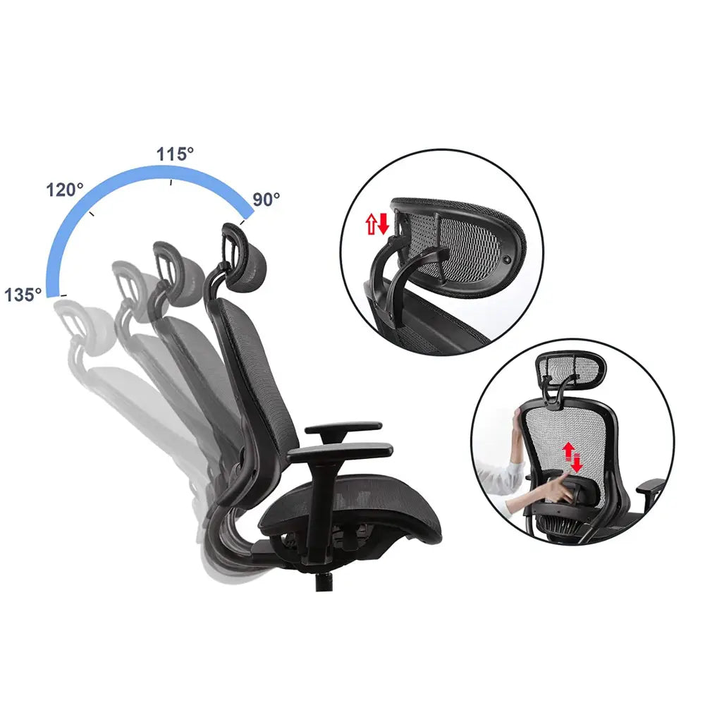 Mech Ergonomic Mesh Executive Chair with 2D Armrest - Furniture > Office