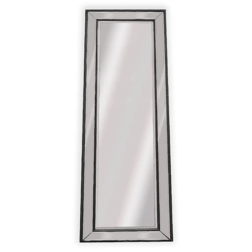Medium Black Beaded Framed Mirror - 70cm x 170cm - Home & Garden > Decor