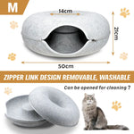 Medium Cat Tunnel Bed Light Grey Felt Pet Puppy Nest Cave House Interactive Toy - Pet Care > Dog Supplies > Dog Beds