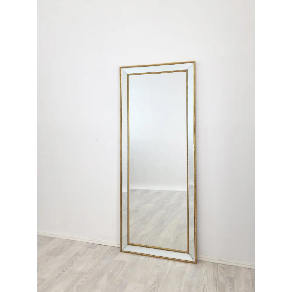 Medium Gold Beaded Framed Mirror - 70cm x 170cm - Home & Garden > Decor