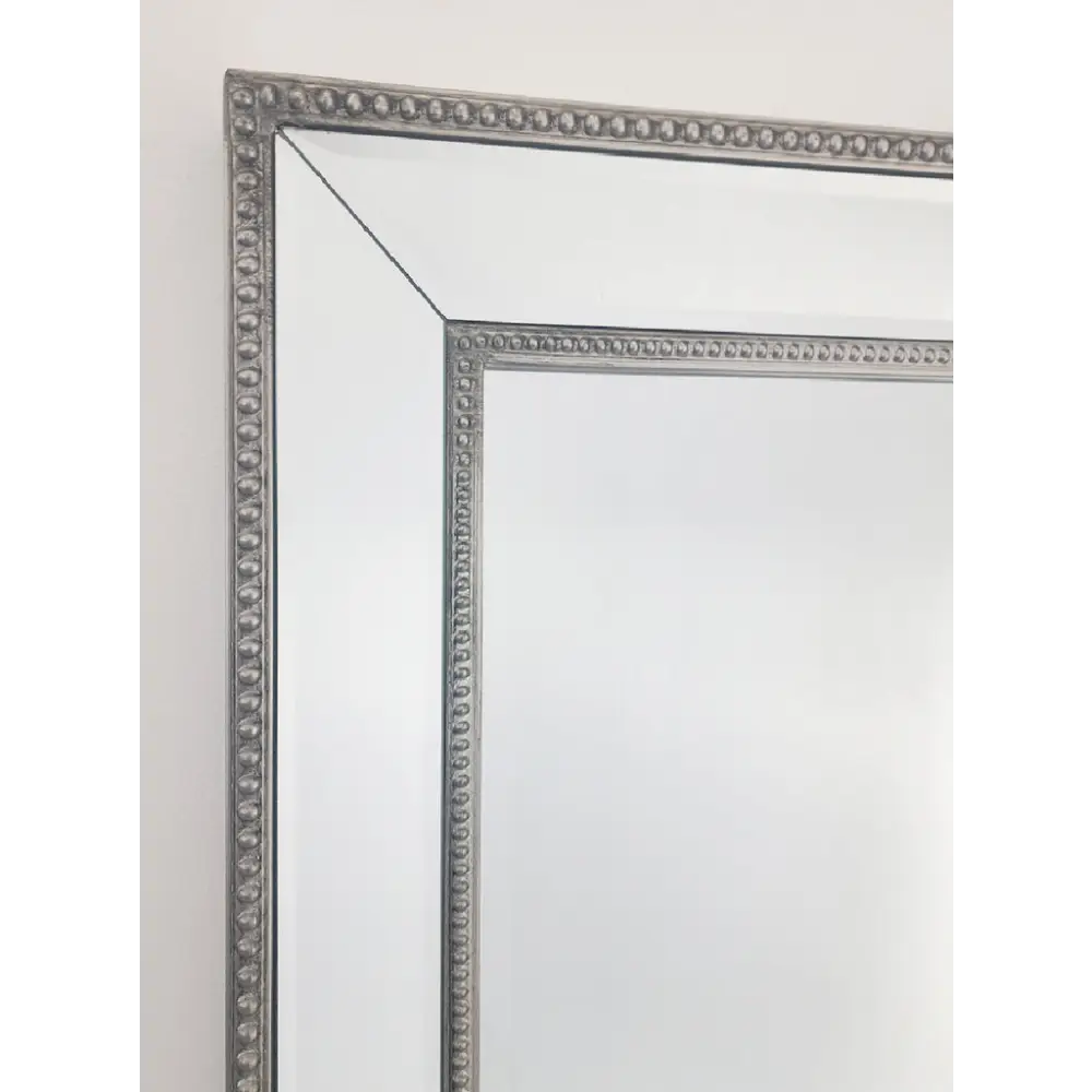 Medium Silver Beaded Framed Mirror - 70cm x 170cm - Home & Garden > Decor