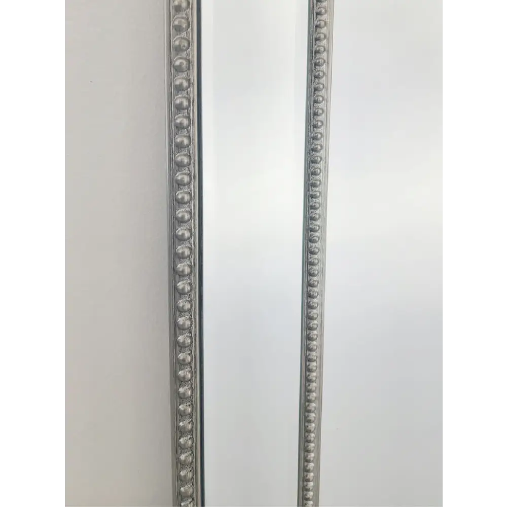 Medium Silver Beaded Framed Mirror - 70cm x 170cm - Home & Garden > Decor