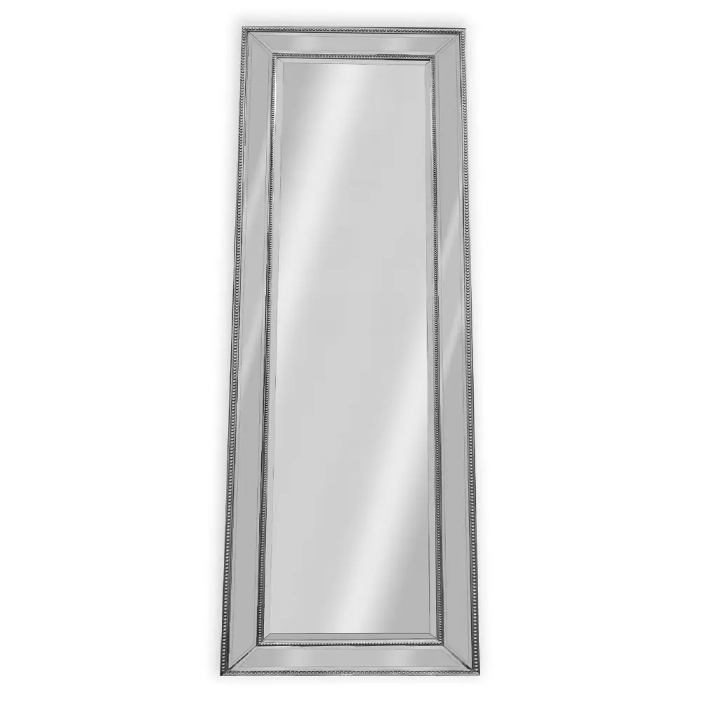 Medium Silver Beaded Framed Mirror - 70cm x 170cm - Home & Garden > Decor
