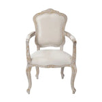 Medium Size Oak Wood White Washed Finish Arm Chair Dining Table Set - Furniture > Dining