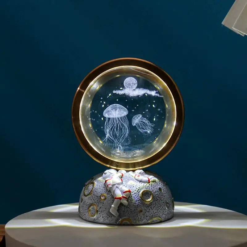 Medusa Galaxy Astronaut LED Night Light - Decorative Space-Themed Lamp with Starry Globe - Home & Garden > Lighting >