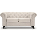Mellowly 2 Seater Sofa Fabric Uplholstered Chesterfield Lounge Couch - Beige - Furniture > Sofas