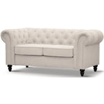 Mellowly 2 Seater Sofa Fabric Uplholstered Chesterfield Lounge Couch - Beige - Furniture > Sofas