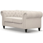 Mellowly 2 Seater Sofa Fabric Uplholstered Chesterfield Lounge Couch - Beige - Furniture > Sofas