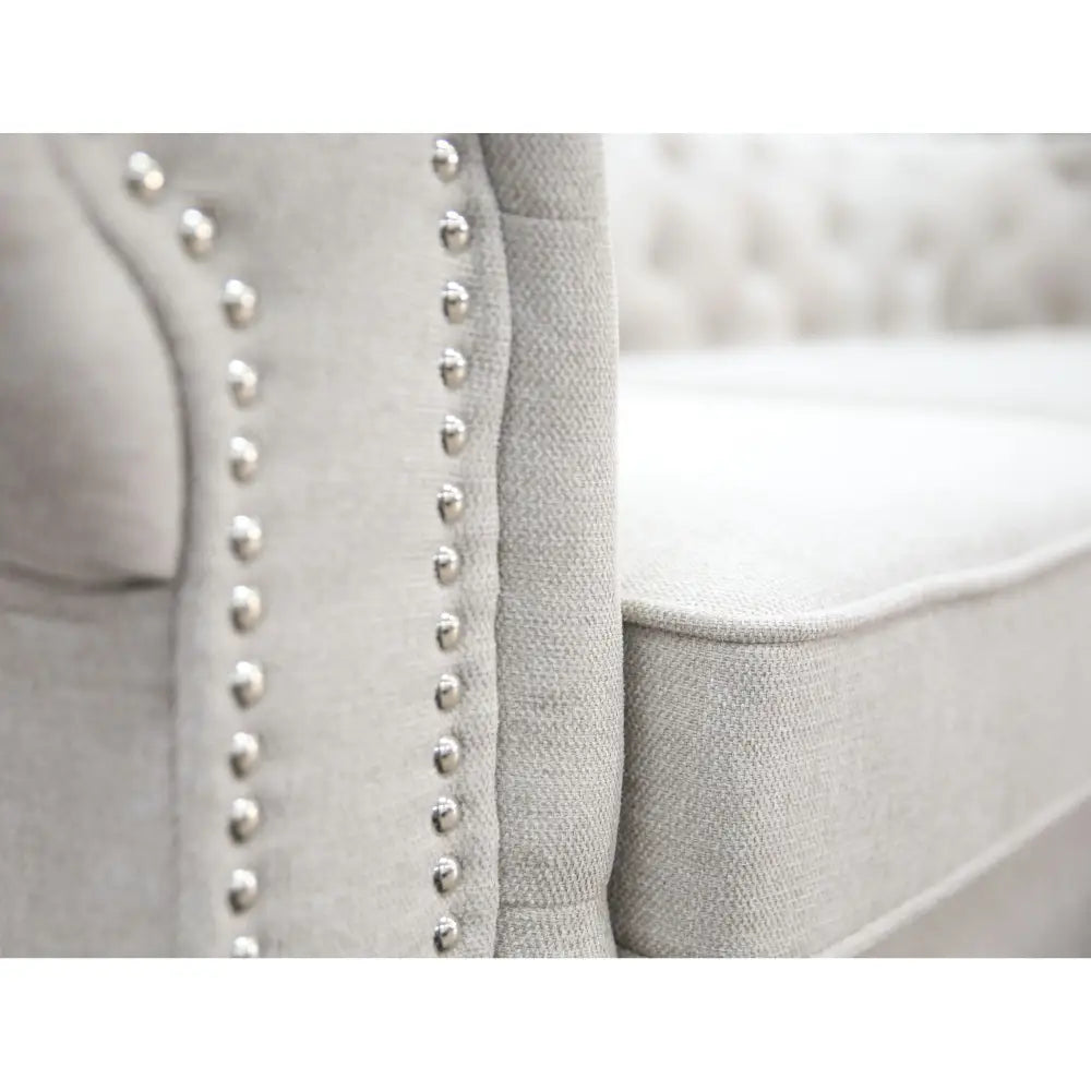 Mellowly 3 + 2 Seater Sofa Fabric Uplholstered Chesterfield Lounge Couch - Beige - Furniture > Sofas