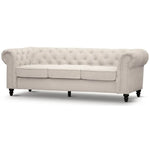 Mellowly 3 Seater Sofa Fabric Uplholstered Chesterfield Lounge Couch - Beige - Furniture > Sofas
