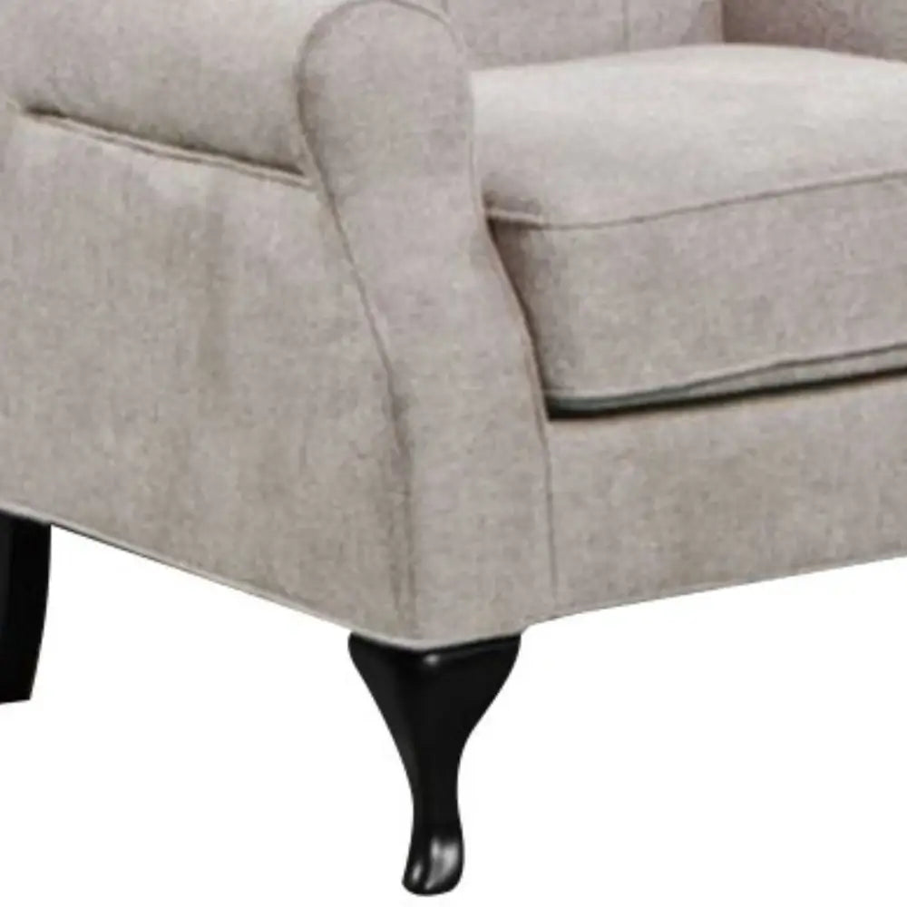 Mellowly Set of 2 Wing Back Chair Sofa Fabric Chesterfield Armchair - Beige - Furniture > Sofas