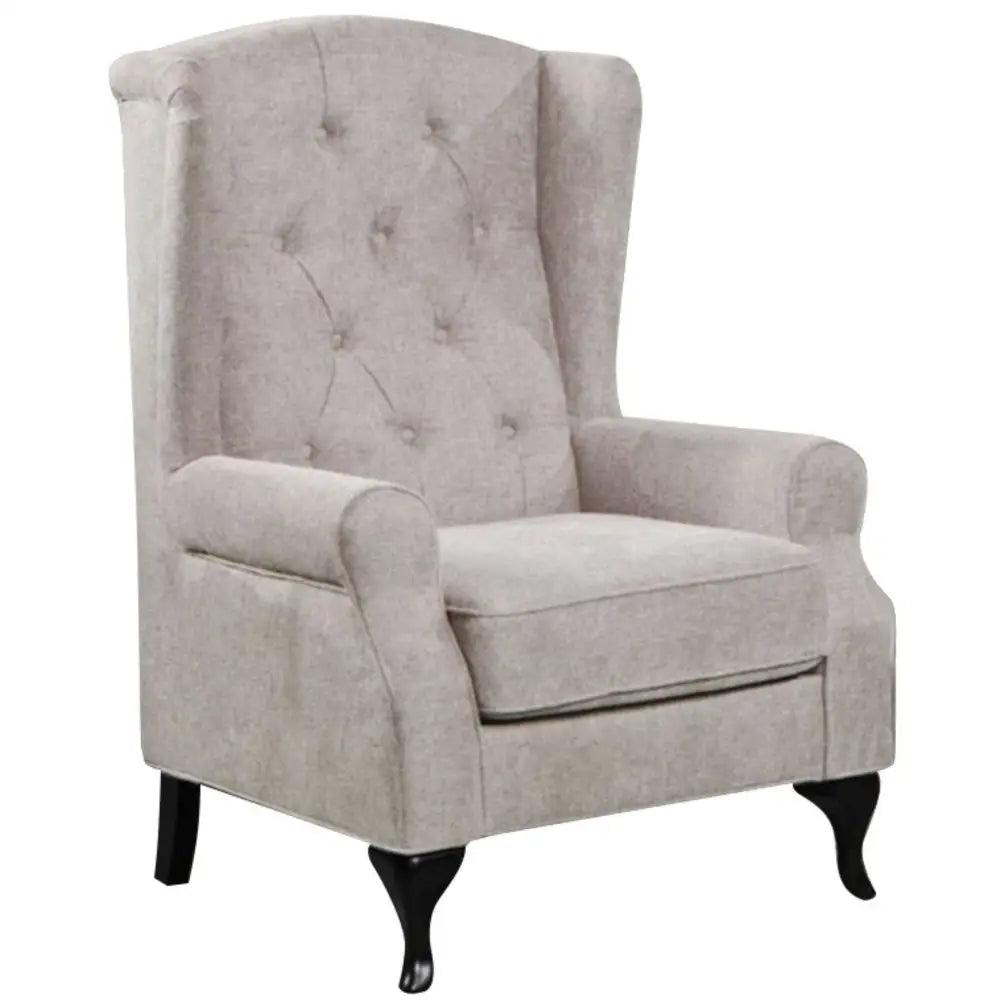 Mellowly Wing Back Chair Sofa Chesterfield Armchair Fabric Uplholstered - Beige - Furniture > Sofas