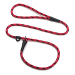 Mendota British Style Slip Leash - Length 1/2in x 4ft(13mm x 1.2m) - Black Ice - Red - Pet Care > Dog Supplies > Dog