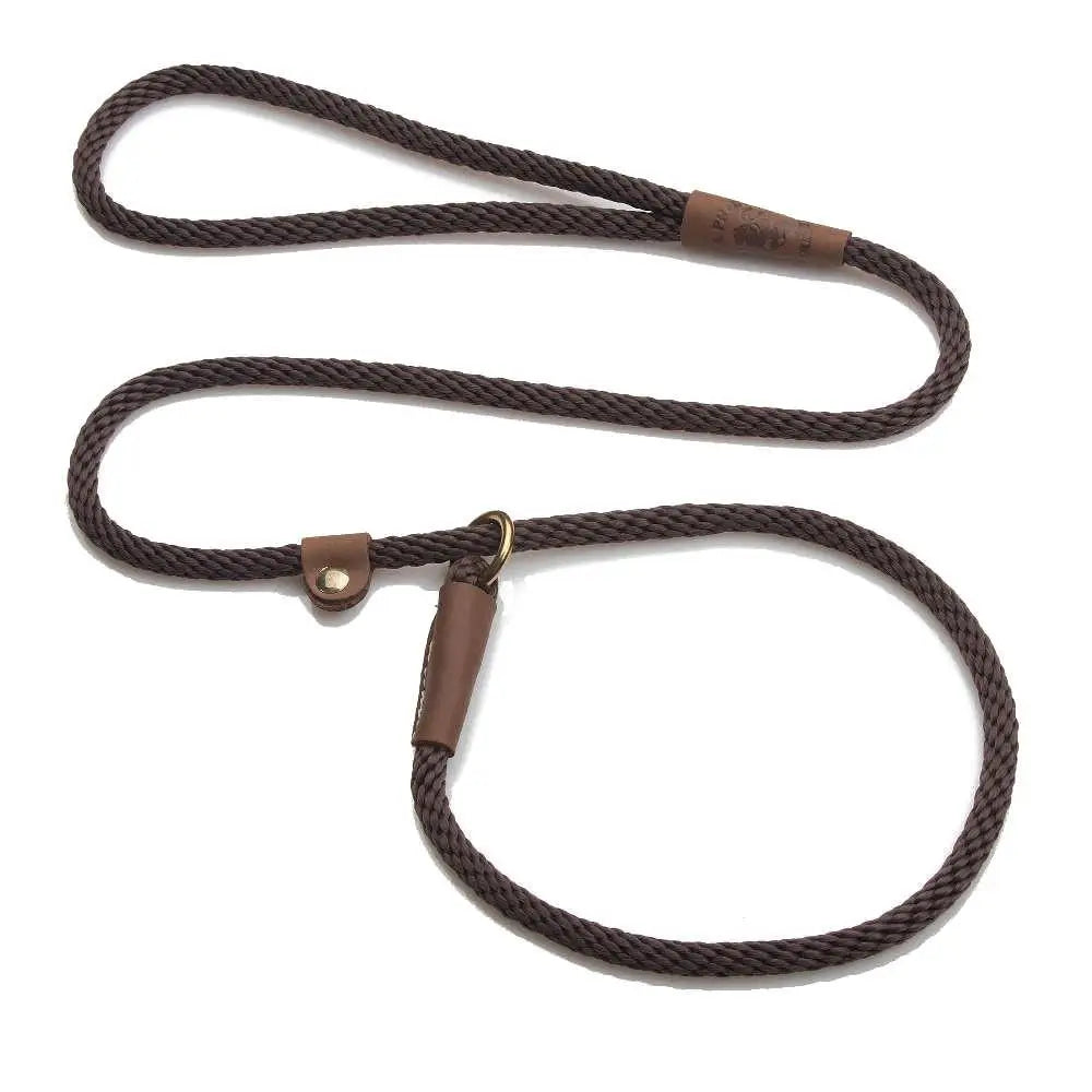 Mendota British Style Slip Leash - Length 1/2in x 4ft(13mm x 1.2m) - Dark Brown - Pet Care > Dog Supplies > Dog Collars